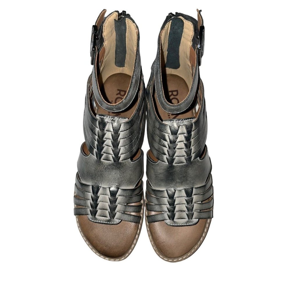 NIB Roan By Bed Stu Size 8.5 Gray Gladiator Leather Sandals  Zip Closure - Picture 6 of 10